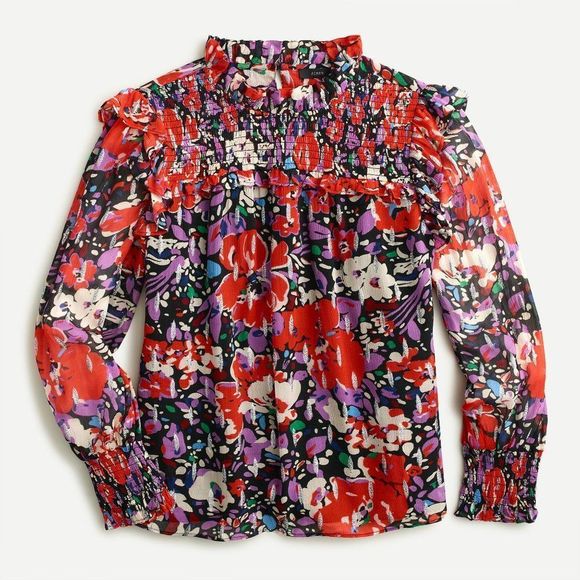 J. Crew Floral Blouse - Red and Black - Picture 2 of 10